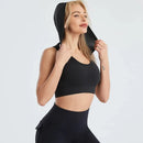 Sports-BH med hoodie i svart