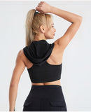 Sports-BH med hoodie i svart